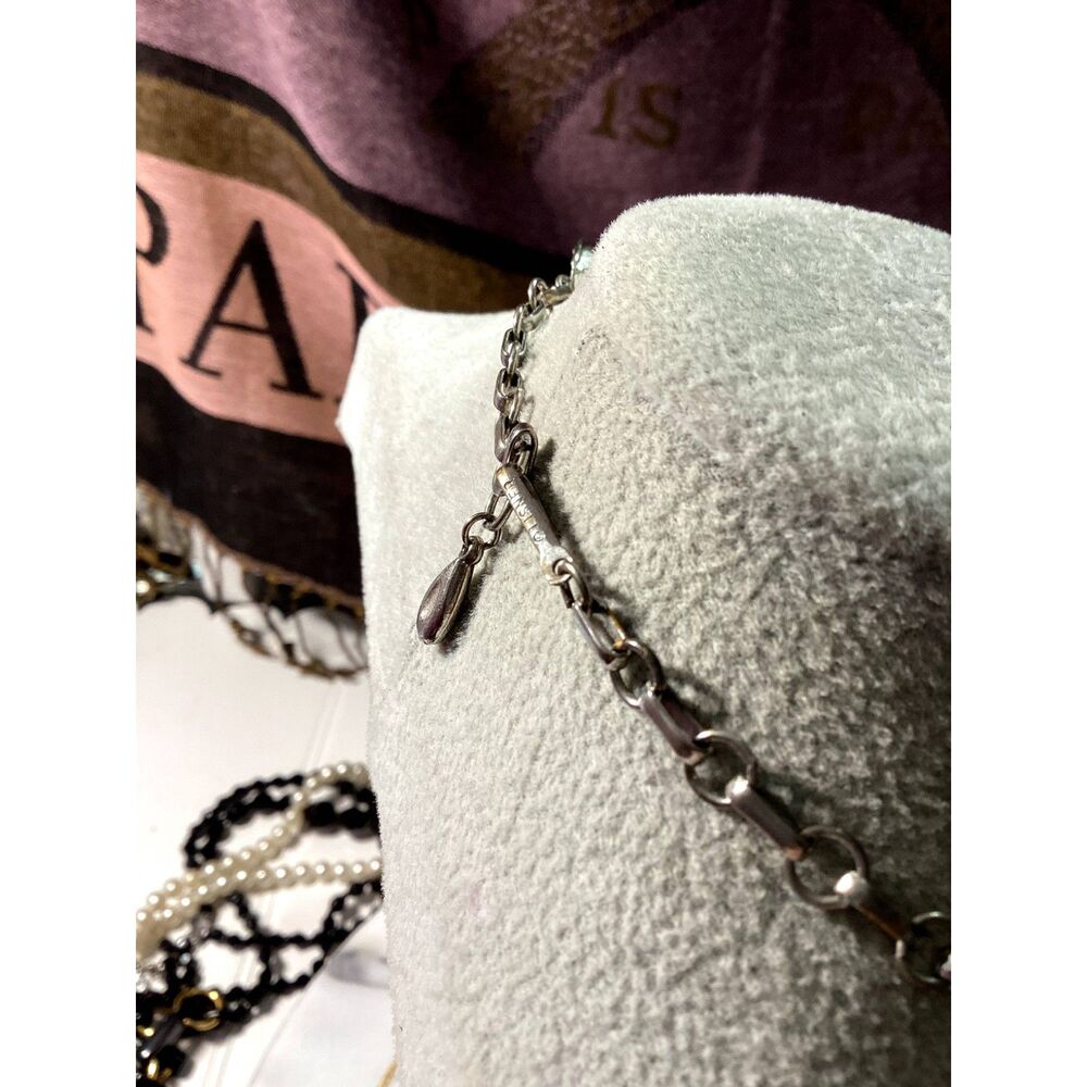 Vintage Lisner Necklace Silver with Smoky Marquis-Cut Crystals